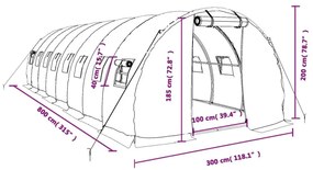 Θερμοκήπιο Λευκό 24 μ² 8 x 3 x 2 μ. με Ατσάλινο Πλαίσιο - Λευκό