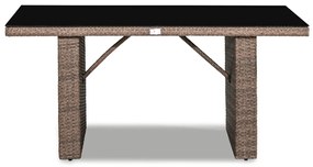 Τραπέζι εξωτερικού χώρου Comfort Garden 1322, 67x85x145cm, Καφέ, Επεξεργασμένο γυαλί, Πλαστικό ψάθινο, Μέταλλο