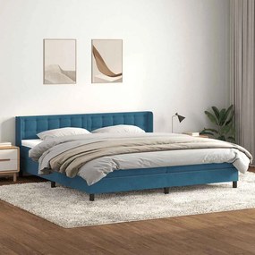 vidaXL Κρεβάτι Boxspring με Στρώμα Σκούρο Μπλε 200x220 εκ. Βελούδινο