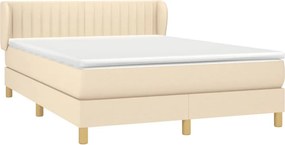 vidaXL Κρεβάτι Boxspring με Στρώμα Κρεμ 140x200 εκ. Υφασμάτινο