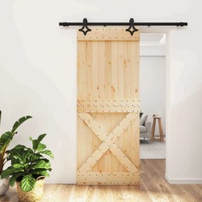vidaXL Συρόμενη Πόρτα Φυσικό και Μαύρο 85 x 210 cm