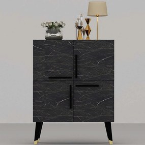 Μπουφές Makro 475OLV1762 70x35x90cm Marble Effect Black Particle Board, Melamine