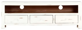 vidaXL Έπιπλο Τηλεόρασης Λευκό 120x30x40 εκ. από Μασίφ Ξύλο Ακακίας
