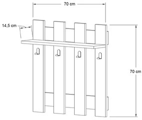 Κρεμάστρα τοίχου Carina Megapap χρώμα sapphire oak 70x18x70εκ.