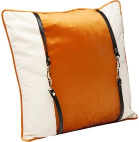 Μαξιλάρι Classy Velvet Λευκό/Πορτοκαλί 45x8x45 εκ - Λευκό