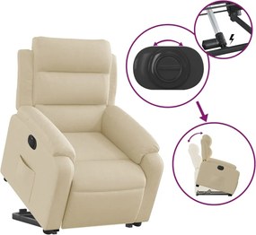 vidaXL Πολυθρόνα Ηλεκ. Ανακλινόμενη με Ανύψωση Κρεμ Υφασμάτινη