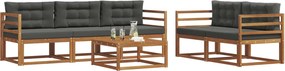 vidaXL Σειρά Καναπέ Εξωτερικού με μαξιλάρι 6 pcs Φυσικό και Ανθρακί