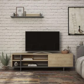 Σύνθετο σαλονιού Saloon pakoworld σε ανθρακί-oak απόχρωση 160x35.5x44εκ (1 τεμάχια)