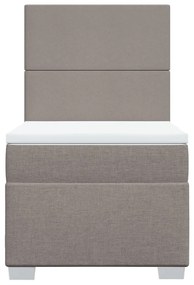 Κρεβάτι Boxspring με Στρώμα Taupe 90x200 εκ. Υφασμάτινο - Μπεζ-Γκρι