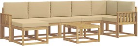 vidaXL Σειρά Καναπέ Εξωτερικού 8 pcs Λευκό και Μπεζ Πολυεστέρας