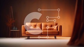 Intra Συλλεκτικό Ξύλινο Παζλ Plywood 4mm - Καφέ δερμάτινος καναπές σε δωμάτιο με χαμηλό φωτισμό Σε Ξύλινο Κουτί - Διαστάσεις Puzzle: 10x10 cm – 25 κομμάτια