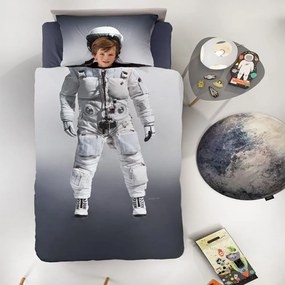 Παπλωματοθήκη Παιδική Βαμβακερή Space (Σετ 2τμχ) Grey Saint Clair Μονό 160x225cm 100% Cotton