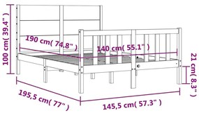 Πλαίσιο Κρεβατιού με Κεφαλάρι Λευκό 140x190 εκ. Μασίφ Ξύλο - Λευκό