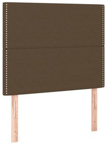 vidaXL Κρεβάτι Boxspring με Στρώμα &amp; LED Σκ.Καφέ 90x190 εκ. Υφασμάτινο