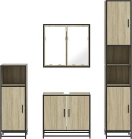 vidaXL Σετ Επίπλων Μπάνιου 4 Τεμαχίων Sonoma Δρυς Επεξεργασμένο Ξύλο