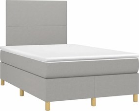 vidaXL Κρεβάτι Boxspring με Στρώμα &amp; LED Αν.Γκρι 120x190εκ. Υφασμάτινο