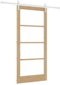 vidaXL Ολισθητή Πόρτα Καφέ 93 x 202 cm Ξύλο και μέταλλο