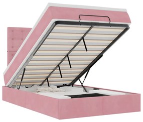 Οθωμανικό κρεβάτι με στρώματα &amp; LEDs Ροζ 120x200cm Velvet 3314461