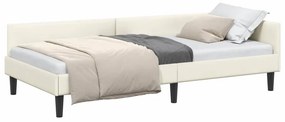 vidaXL Πλαϊνό Κρεβάτι Κρεμ 90 x 190 cm Βελούδο και Στιβαρή ξυλεία