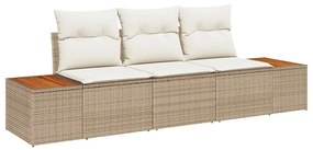 vidaXL Σετ Καναπέ Κήπου με μαξιλάρι 3 pcs μπεζ και κρεμ Πολυ ράταν
