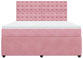vidaXL Κρεβάτι Boxspring με Στρώμα Ροζ 180x200 εκ. Βελούδινο