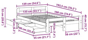 Σκελετός Κρεβ. Χωρίς Στρώμα Λευκό 135x190 εκ Μασίφ Πεύκο - Λευκό