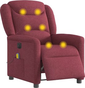 vidaXL Πολυθρόνα Μασάζ Ηλεκτρική Ανακλινόμενη Μπορντό Υφασμάτινη