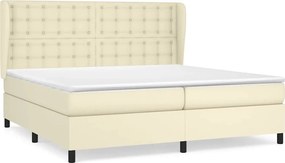 VidaXL Κρεβάτι Boxspring με Στρώμα Κρεμ 200x200 εκ. Συνθετικό Δέρμα
