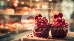 Intra Συλλεκτικό Ξύλινο Παζλ Plywood  4mm - Cupcakes με κόκκινο πάγωμα σε ξύλινο τραπέζι Σε Ξύλινο Κουτί - Διαστάσεις: 10x10 cm – 25 κομμάτια