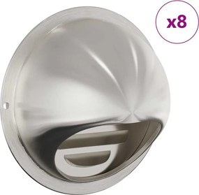vidaXL Καπάκια Αερισμού 8 τεμ. Ασημί 100 mm Ανοξείδωτο Ατσάλι