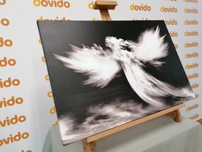 Εικόνα αγγέλου στα σύννεφα σε ασπρόμαυρο - 90x60