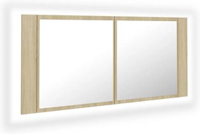vidaXL Ντουλάπι Μπάνιου με Καθρέφτη & LED Sonoma Δρυς Ακρυλικός