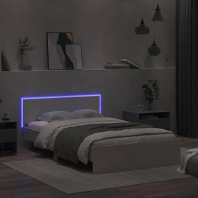 vidaXL Πλαίσιο Κρεβατιού με Κεφαλάρι/LED Λευκό 140 x 200 εκ