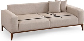 Τριθέσιος Καναπές - Sinor 3 - Χρώμα Μπεζ - 225x92x75εκ