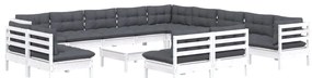 vidaXL Σαλόνι Κήπου Σετ 14 Τεμ. Λευκό Μασίφ Ξύλο Πεύκου &amp; Μαξιλάρια