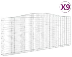 vidaXL Συρματοκιβώτια Τοξωτά 9 τεμ. 400x30x160/180 εκ. Γαλβαν. Ατσάλι