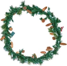 VEVOR 9Ft Christmas Garland with Light String Red Berries Pine Cones &amp; Needles