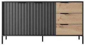 Μπουφές Με Συρτάρια Rave L_RV_21_2d3s_c 153x82x40cm Anthracite-Natural