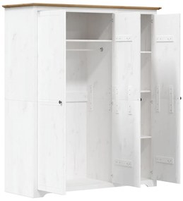 vidaXL Ντουλάπα BODO Λευκή/Καφέ 146x53,5x173 εκ. Μασίφ Ξύλο Πεύκου