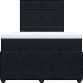 vidaXL Κρεβάτι Boxspring με Στρώμα Μαύρο 120x190 εκ. Βελούδινο