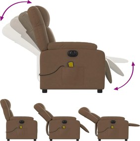 vidaXL Πολυθρόνα Μασάζ Ηλεκτρική Ανακλινόμενη Καφέ Υφασμάτινη