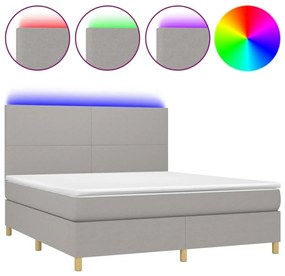 Κρεβάτι Boxspring με Στρώμα &amp; LED Αν.Γκρι 160x200εκ. Υφασμάτινο - Γκρι