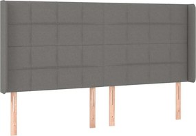 vidaXL Κρεβάτι Boxspring με Στρώμα &amp; LED Σκ.Γκρι 200x200εκ. Υφασμάτινο