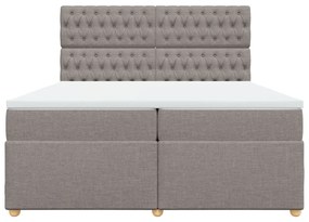 Κρεβάτι Boxspring με Στρώμα Taupe 200x200 εκ. Υφασμάτινο - Μπεζ-Γκρι