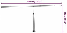 Στύλοι Τέντας Σετ Λευκοί 600x245 εκ. από Σίδερο