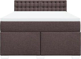 vidaXL Κρεβάτι Boxspring με Στρώμα Σκούρο Καφέ 160x200 εκ Υφασμάτινο