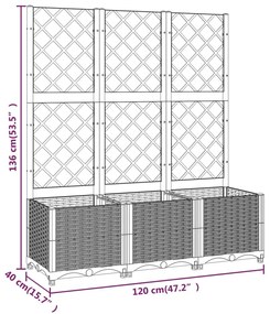 Ζαρντινιέρα Κήπου με Καφασωτό Μαύρο 120 x 40 x 136 εκ. από PP - Μαύρο