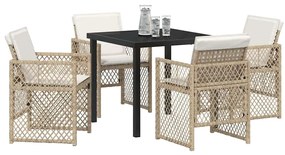 vidaXL Σέτ φαγητού για κήπο 5 pcs Μπεζ συνθετικό ρατάν