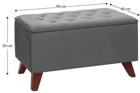 Σκαμπώ - Ταμπουρέ Lotus Megapap βελούδινο χρώμα γκρι 90x40x50εκ.