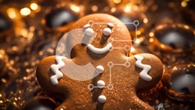 Intra Συλλεκτικό Ξύλινο Παζλ Plywood 4mm - Μελόψωμο άνθρωπος σε χρυσές μπάλες στολίδι Σε Ξύλινο Κουτί - Διαστάσεις Puzzle: 10x10 cm – 25 κομμάτια